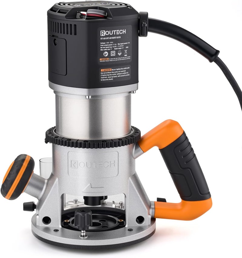 Routech Woodworking 3.25HP Router, 2400W, 4.2" Diameter, 1/2" Collet, 120V60Hz, Model RT-001M (Fixed Base) - Image 2